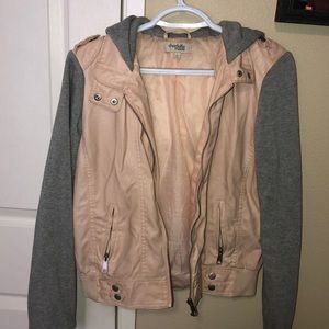 Leather and sweater jacket